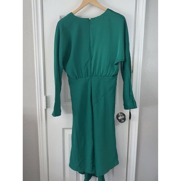 Cushnie For Target Emerald Green Faux Wrap Asymmetrical Long Sleeve Dress Sz 10 - Picture 6 of 9